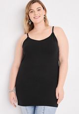 Plus Size Solid Cami, BLACK, small