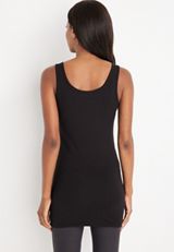 Solid Scoop Neck Tunic Tank Top, BLACK, small