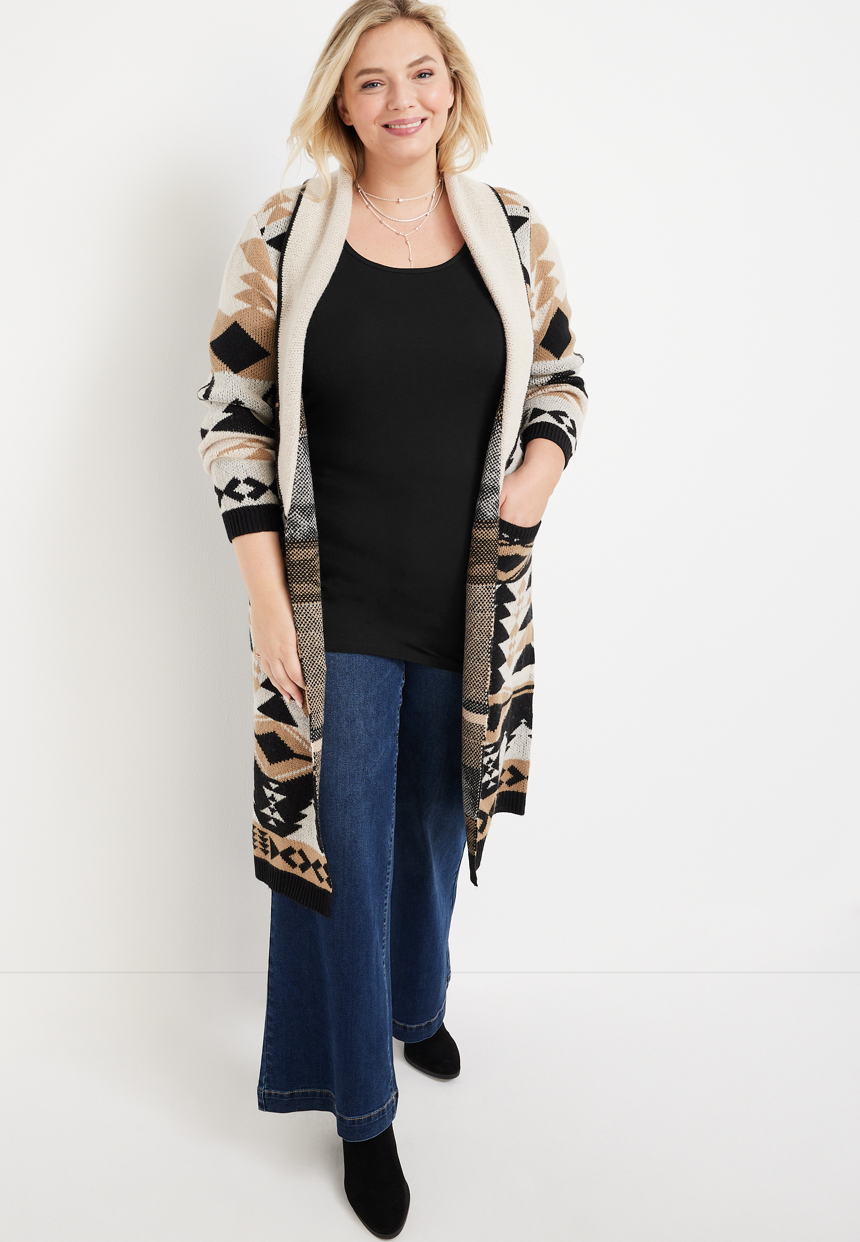 Plus Size Scoop Neck Tunic Tank Top, C106, large