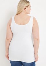 Plus Size Scoop Neck Tunic Tank Top, WHITE LIGHTNING, small