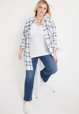 Plus Size Scoop Neck Tunic Tank Top, WHITE LIGHTNING, small