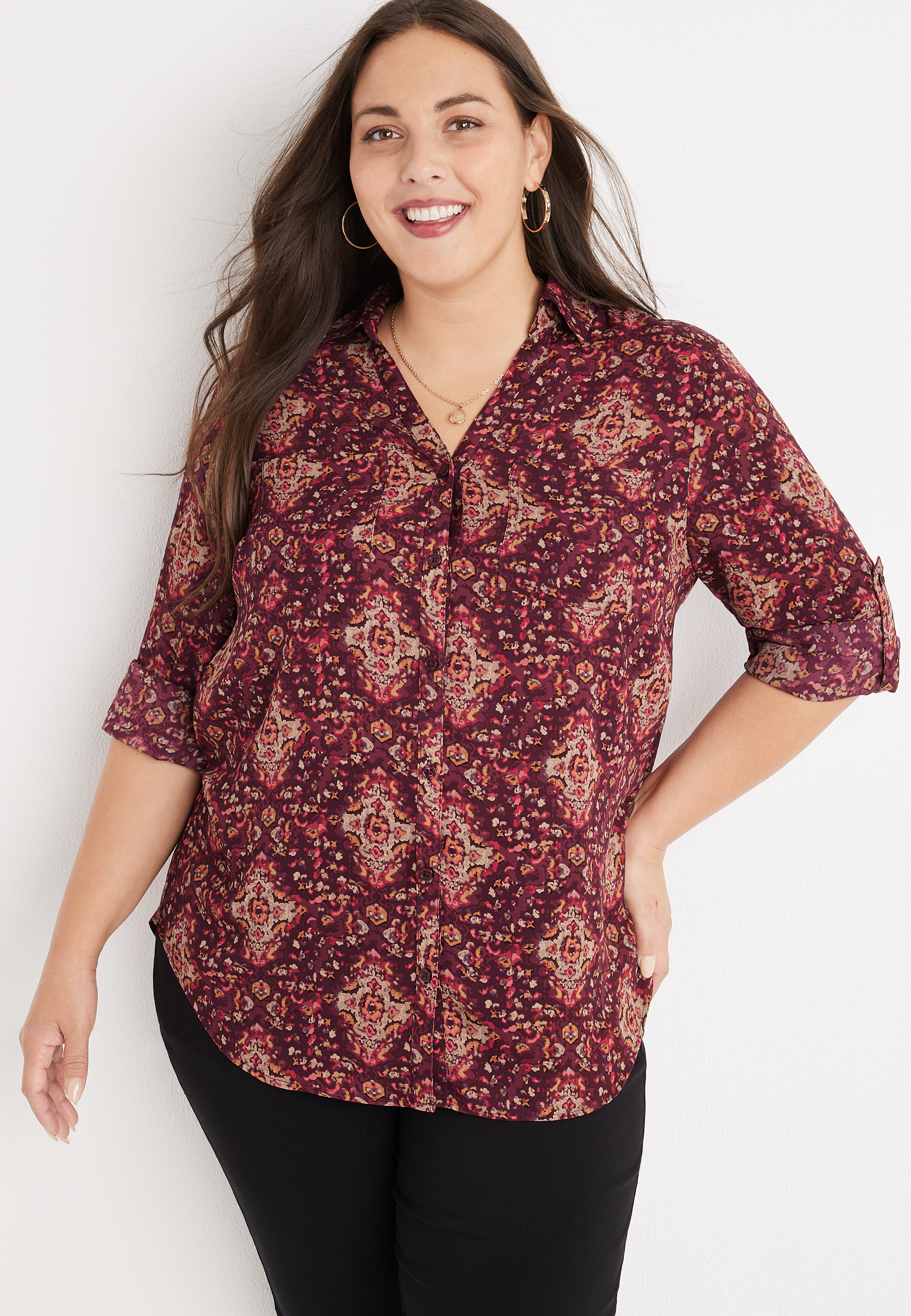 red plus size blouses