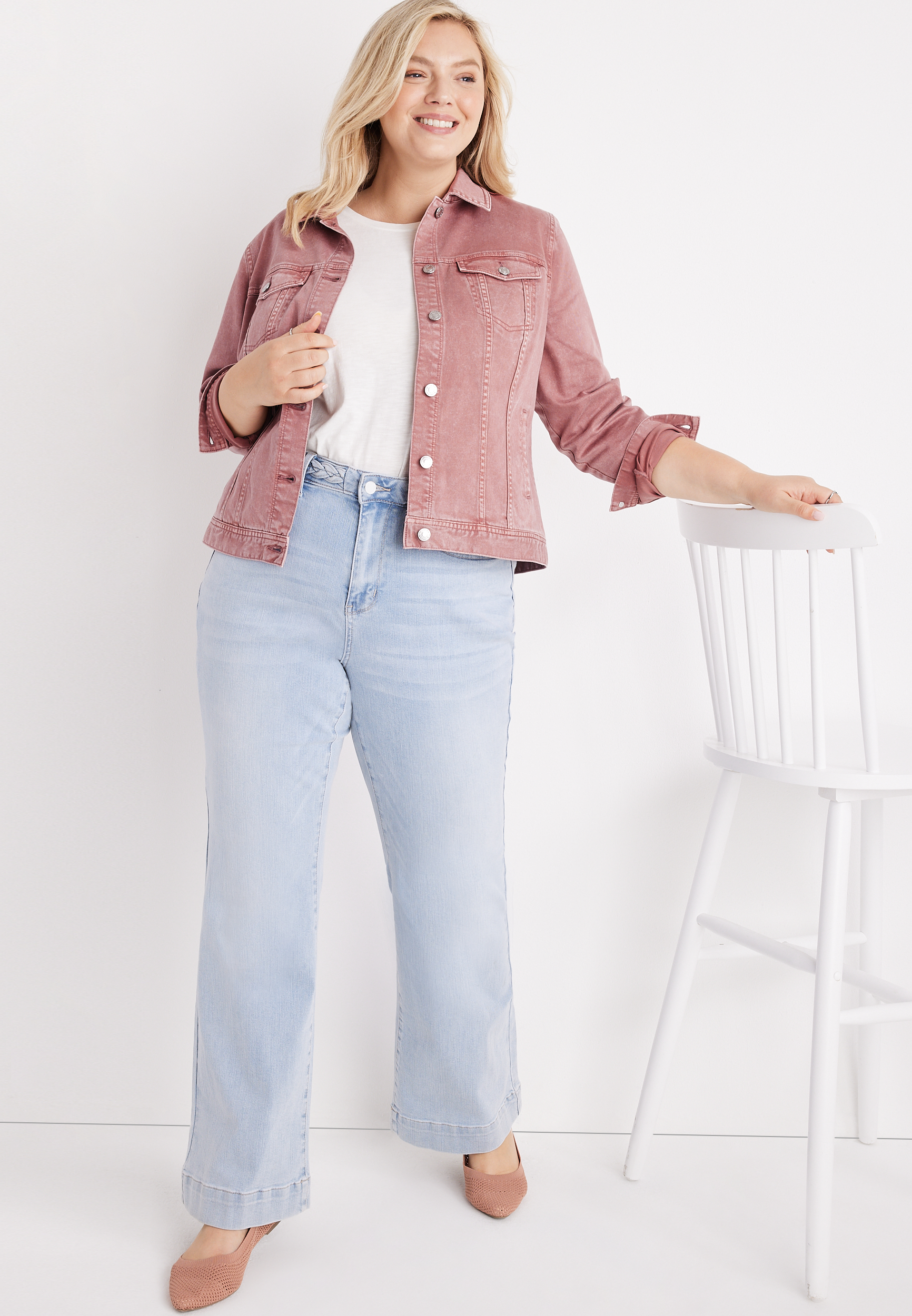 Plus Size Denim Jacket, C115, large
