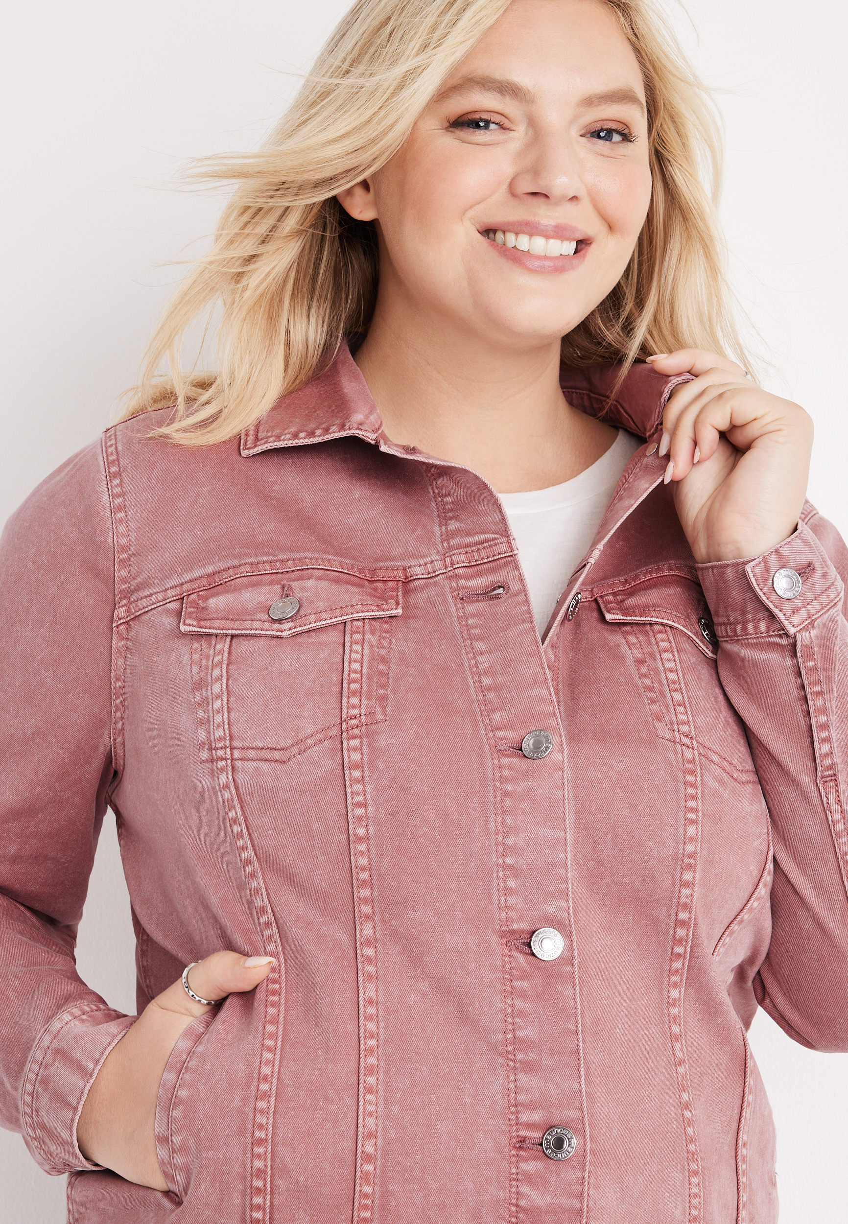 Plus Size Denim Jacket, C115, large