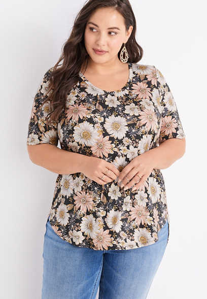 Plus Size 24/7 Flawless Floral Tunic Tee