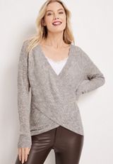 V Neck Wrap Sweater, , small