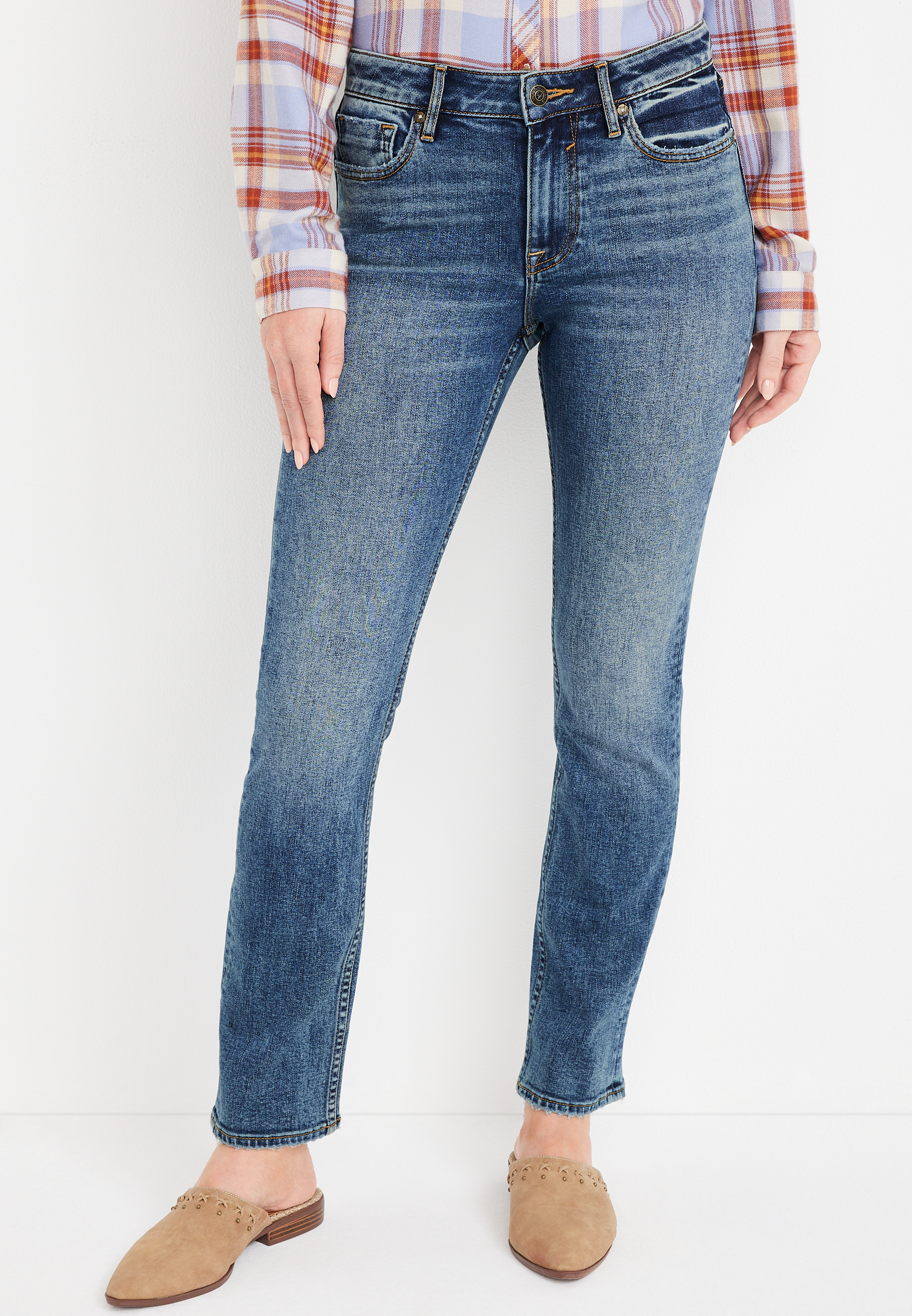 Vigoss&reg; Classic Straight Mid Rise Jean, MEDIUM SANDBLAST, large