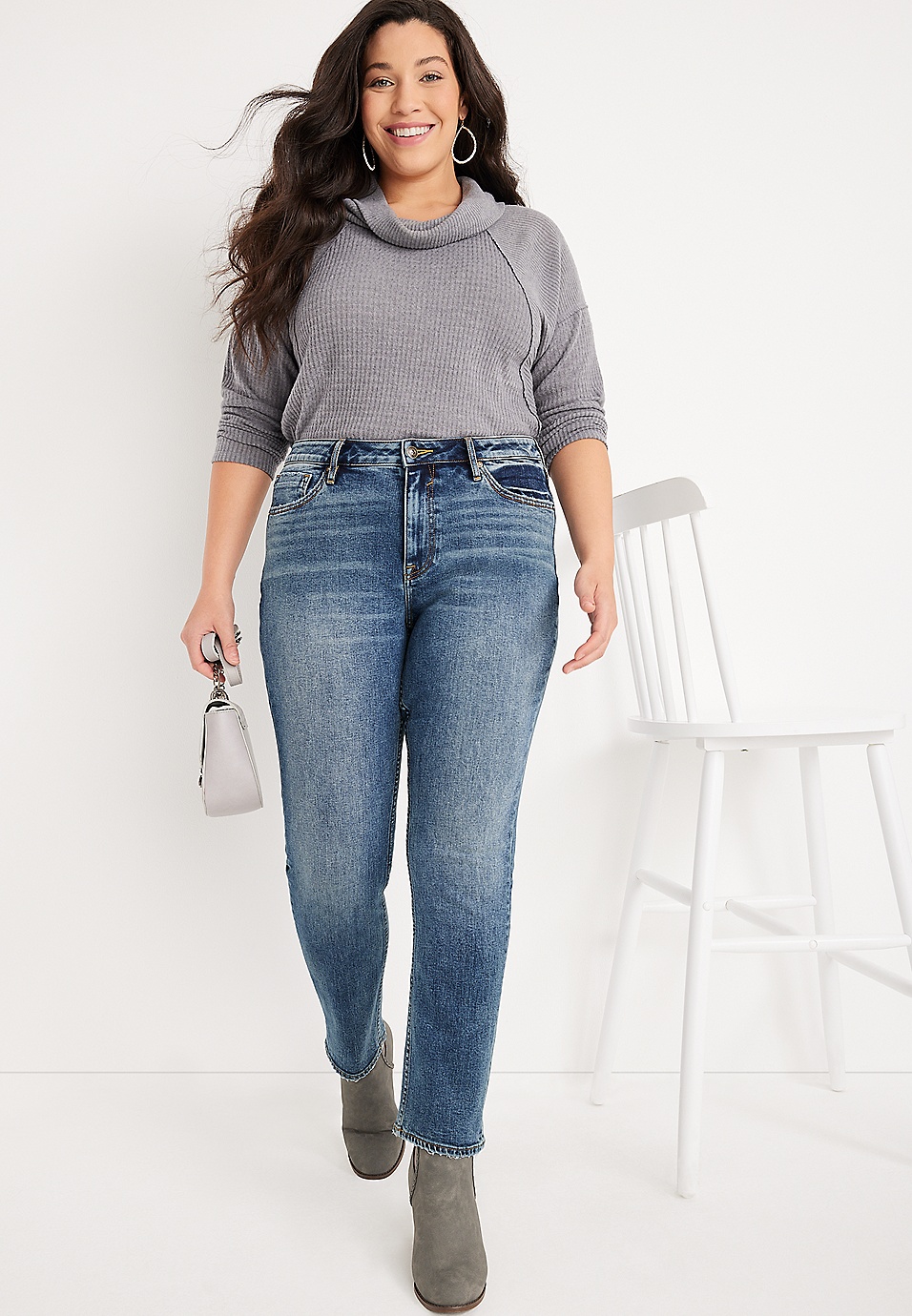Size Vigoss® Classic Straight Mid Rise Jean |