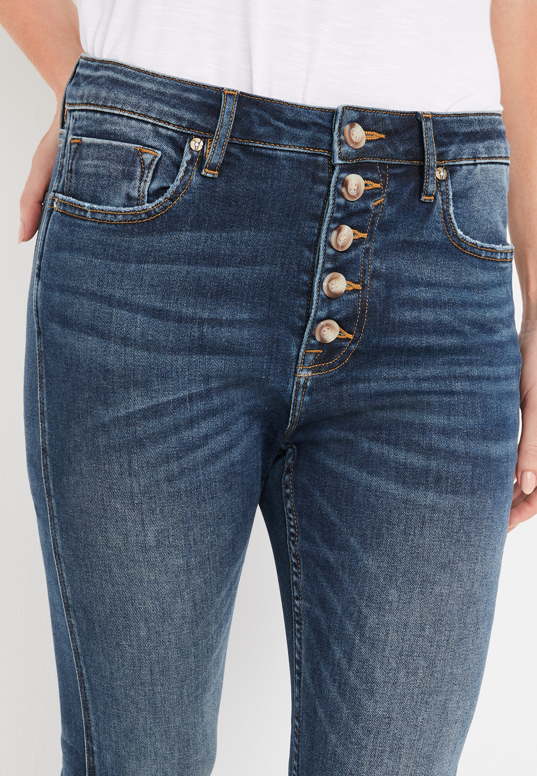 Vigoss&reg; Classic Bootcut High Rise Button Fly Jean, DARK SANDBLAST, large