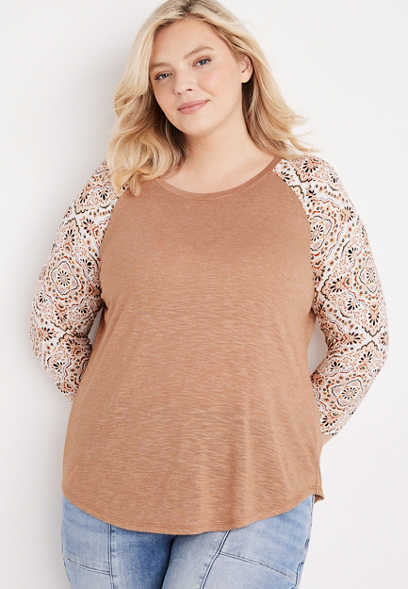 Plus Size 24/7 Flawless Medallion Sleeve Top