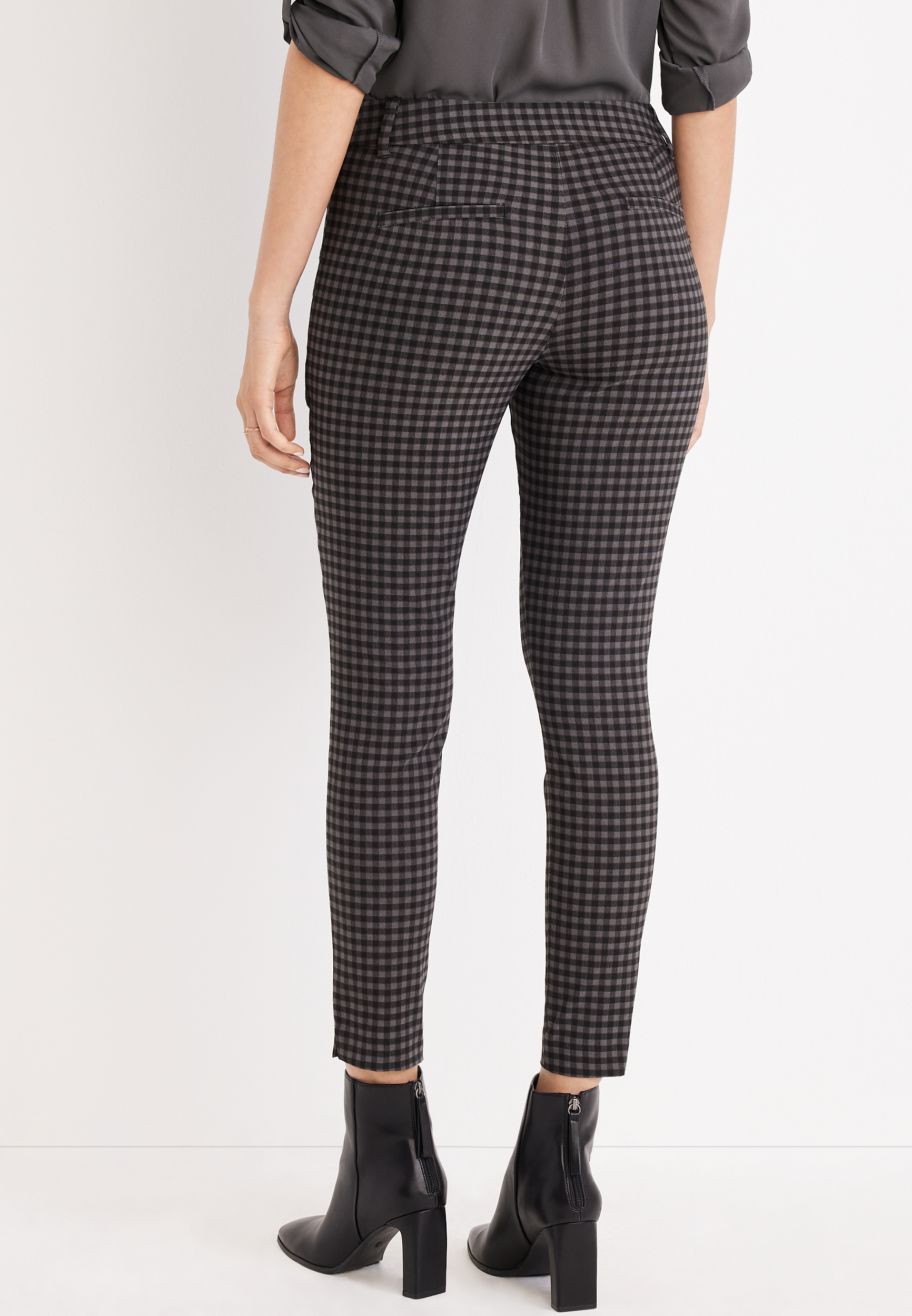Plaid Bengaline Skinny Ankle Dress Pant, C4163, large