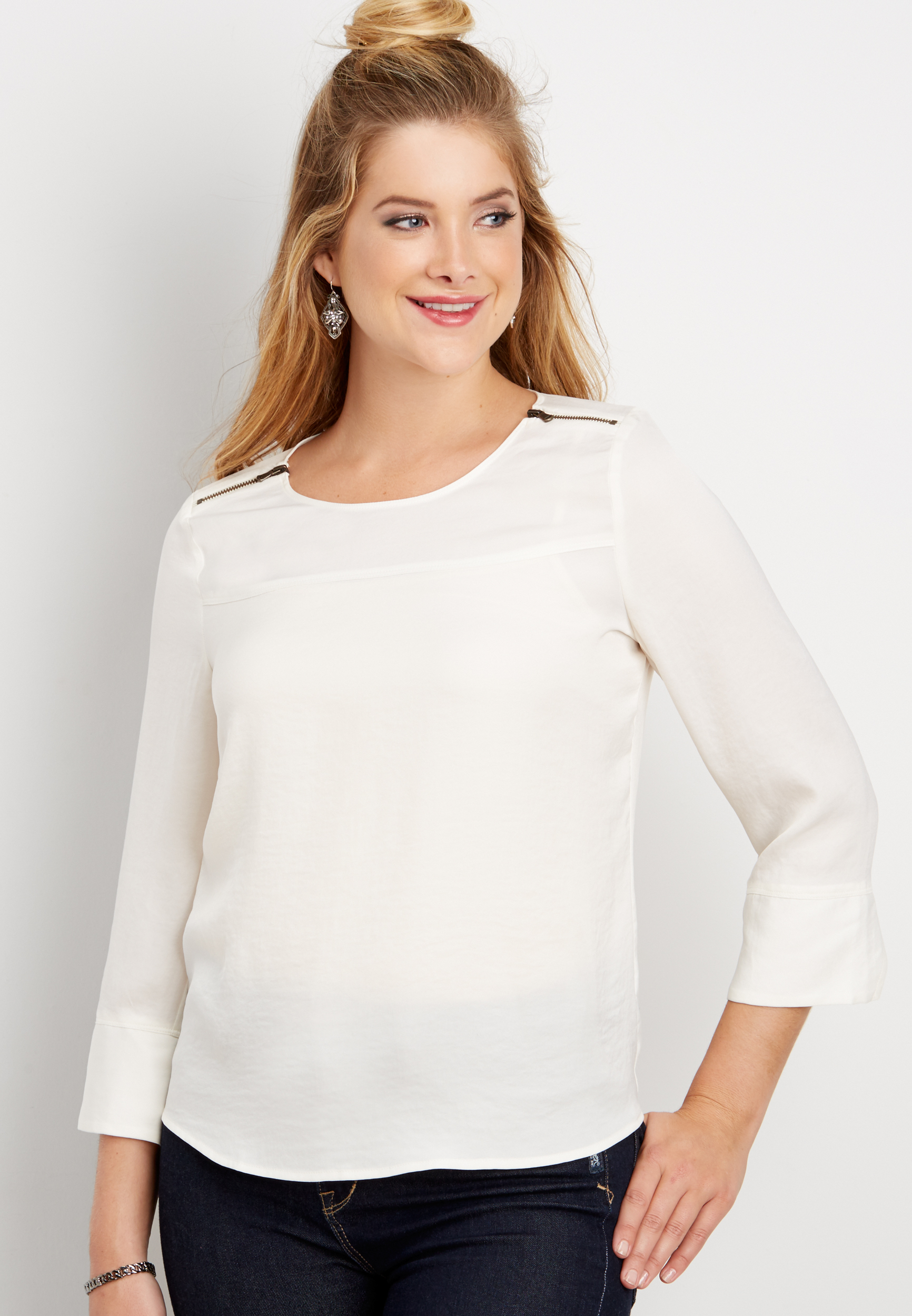 the perfect blouse with zipper shoulders | maurices