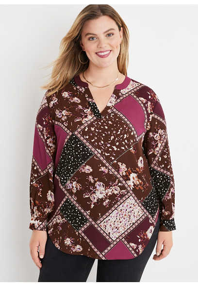 Atwood Plus Size Patchwork Tunic Blouse