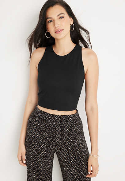Black Luxe Cropped Tank Top