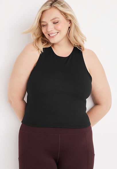 Plus Size Black Luxe Cropped Tank Top