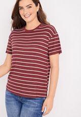 24/7 Flawless Striped Boyfriend Crop Tee, C6214, small