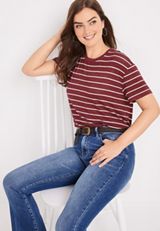24/7 Flawless Striped Boyfriend Crop Tee, C6214, small