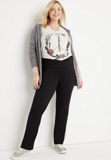 Plus Size Black Super High Rise Luxe Crossover Bootcut Legging, BLACK, small