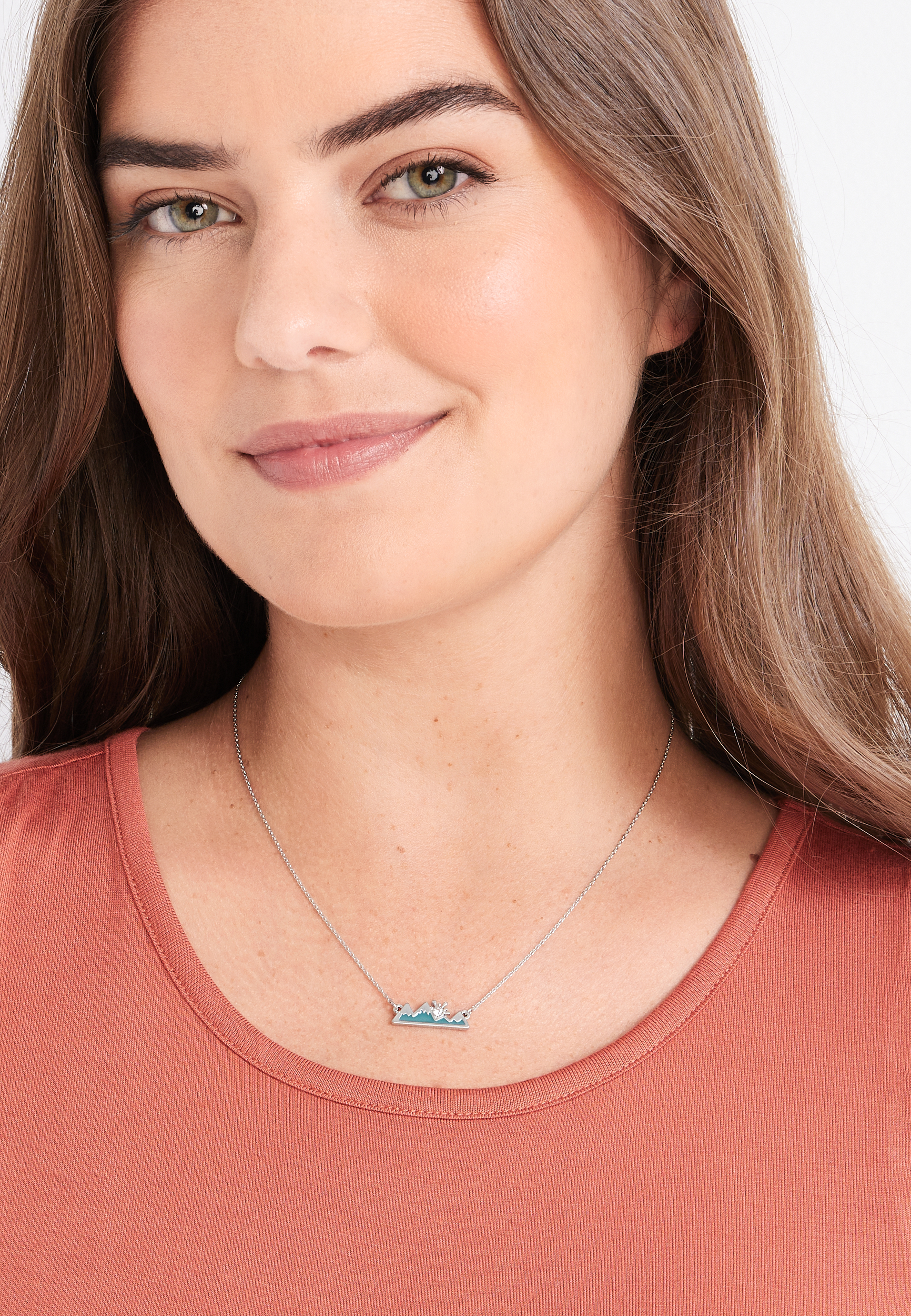 Mountain Line Pendant Dainty Necklace, , large