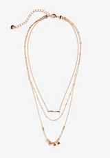 Beaded Gold Layered Necklace, , small
