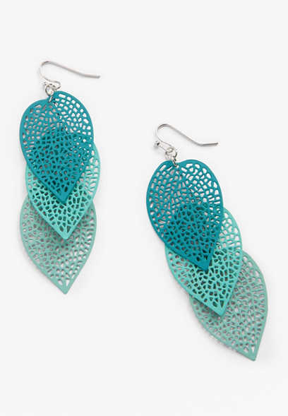 Ombre Turquoise Leaf Drop Earrings