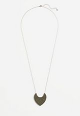 Olive Wooden Pendant Necklace, , small