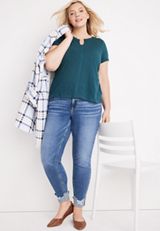 Plus Size 24/7 Forever Solid Notch Neck Tee, C2496, small