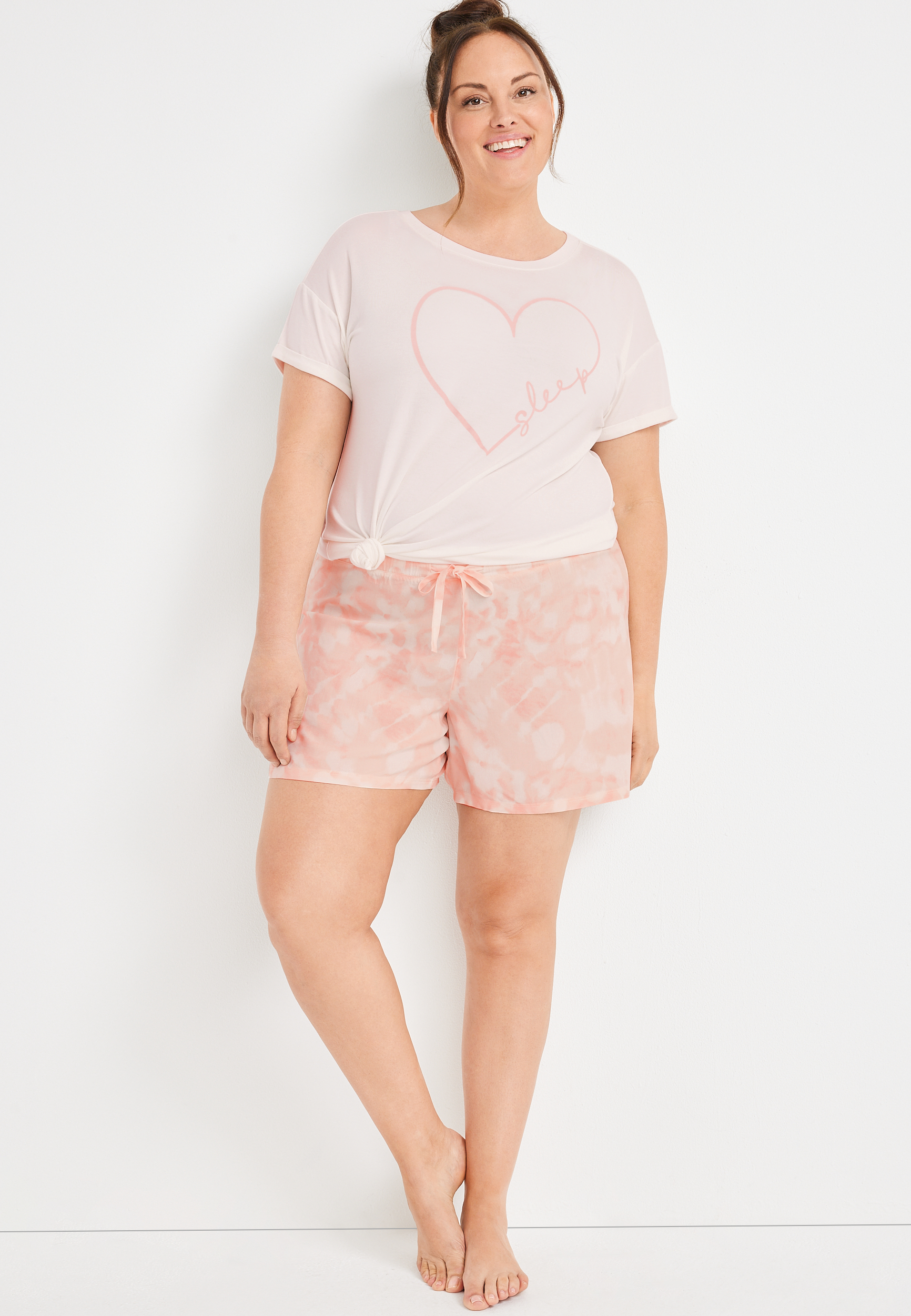 Cozy Graphic Tee and Shorts Pajama Set, , large