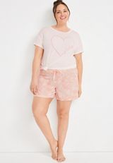 Cozy Graphic Tee and Shorts Pajama Set, , small