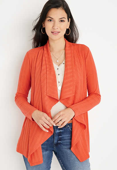 Solid Waterfall Pointelle Cardigan