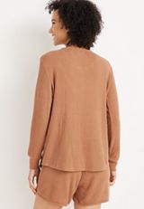 Henley Waffle Pajama Top, CORK, small