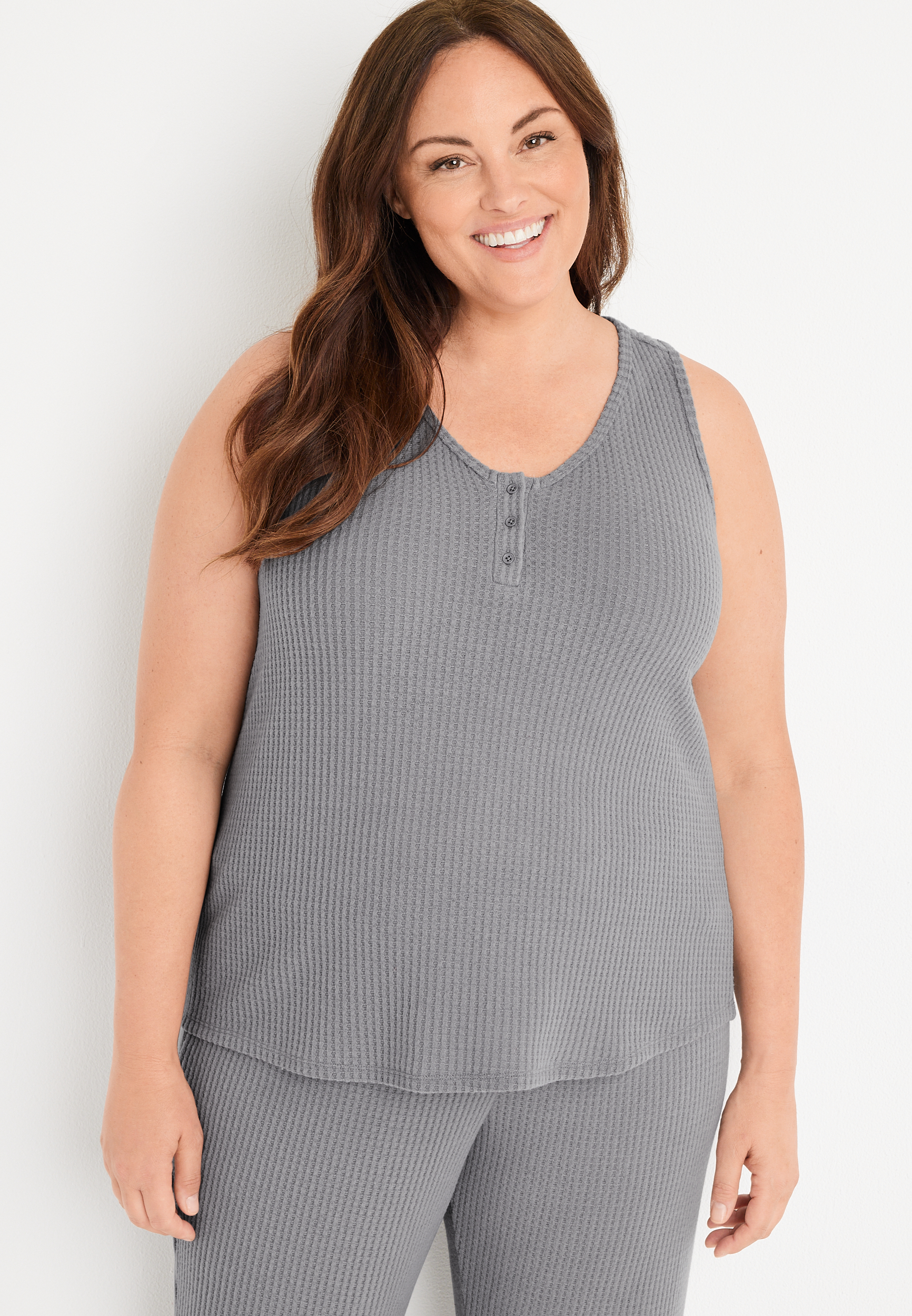 Waffle Tank Pajama Top, C2820, large