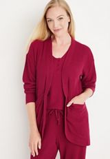 Waffle Knit Pajama Cardigan, C103, small