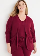 Waffle Knit Pajama Cardigan, C103, small