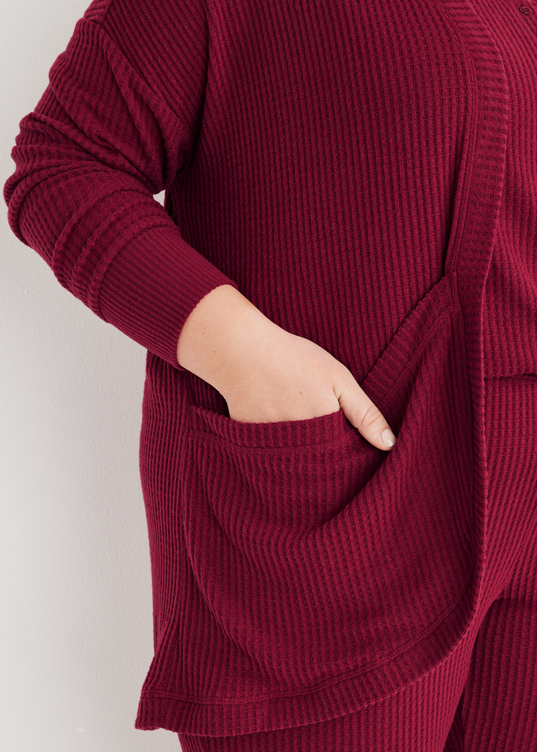 Waffle Knit Pajama Cardigan, C103, large