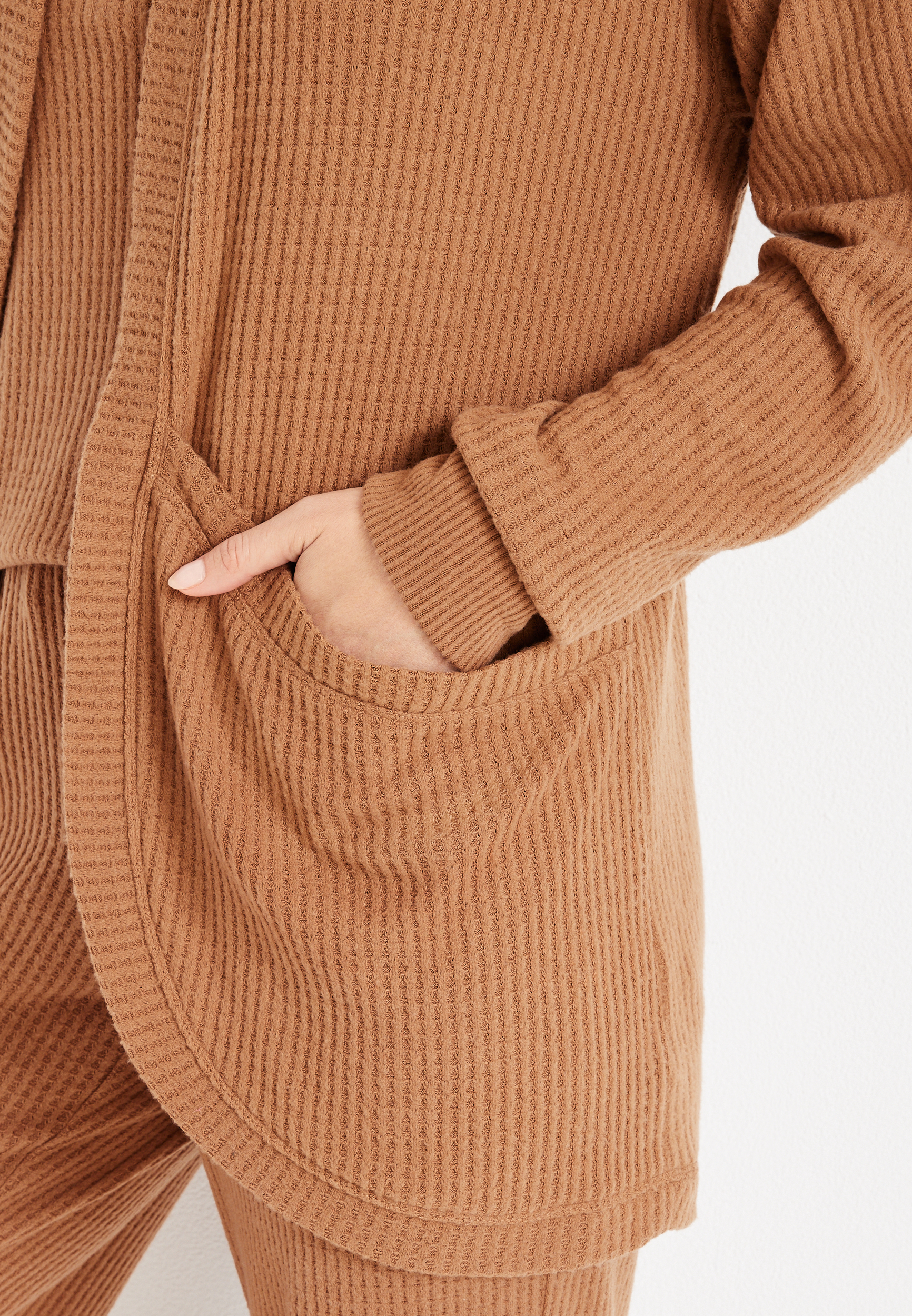 Waffle Knit Pajama Cardigan, C520, large
