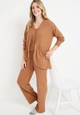 Waffle Knit Pajama Cardigan, C520, small