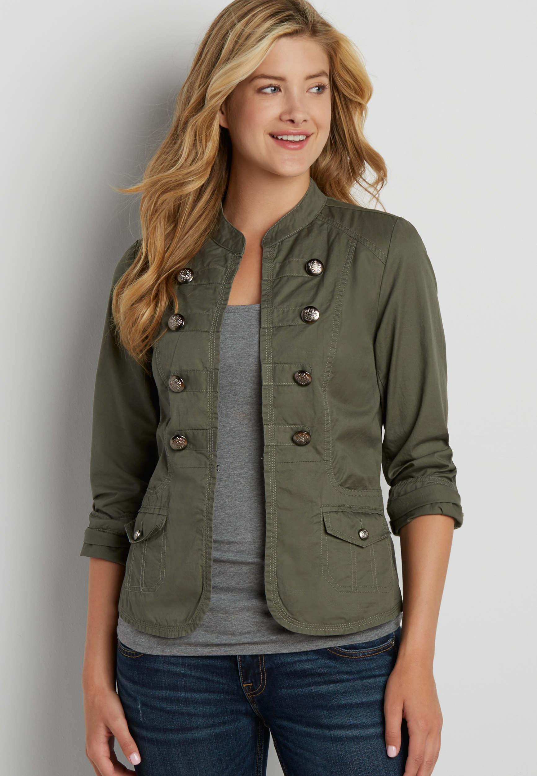 military blazer in olive green | maurices