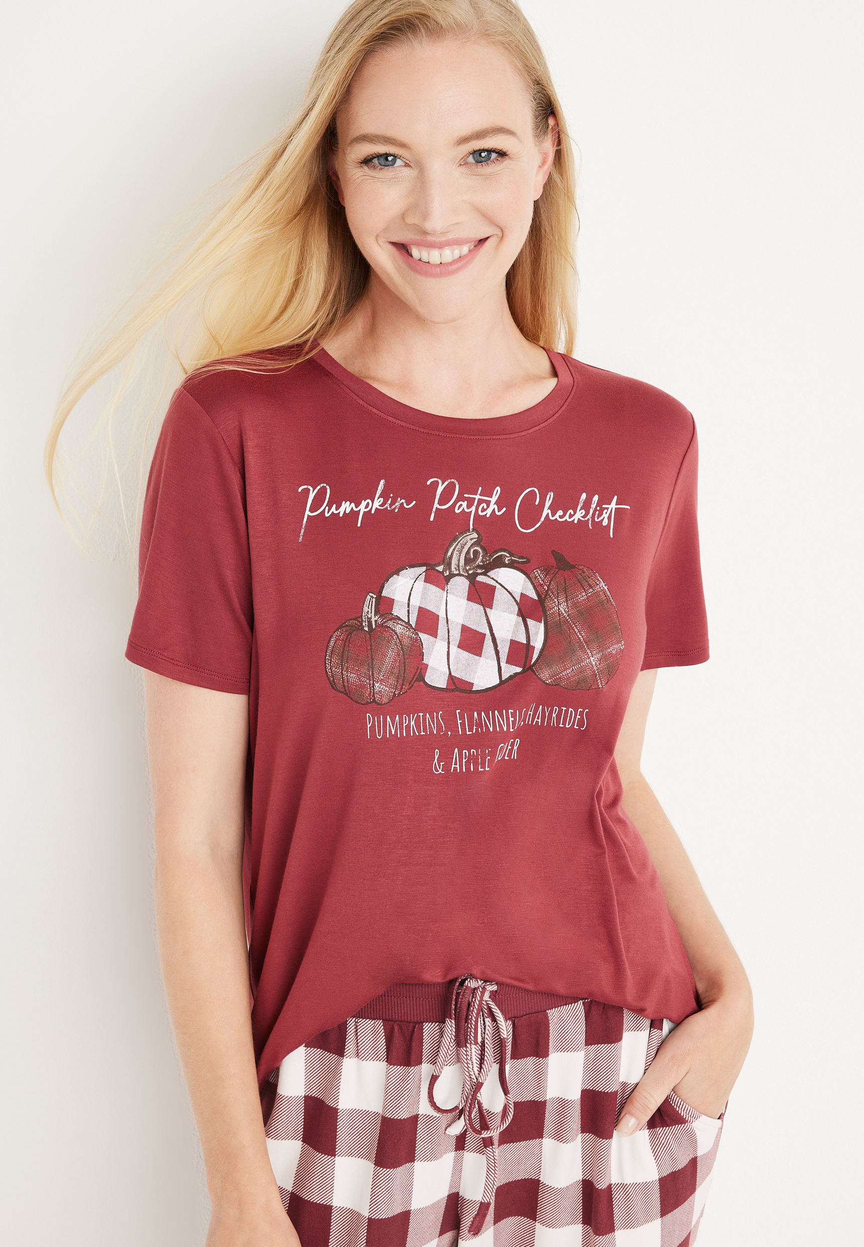 Cozy Fall Graphic Tee and Jogger Pajama Set, C5247, large