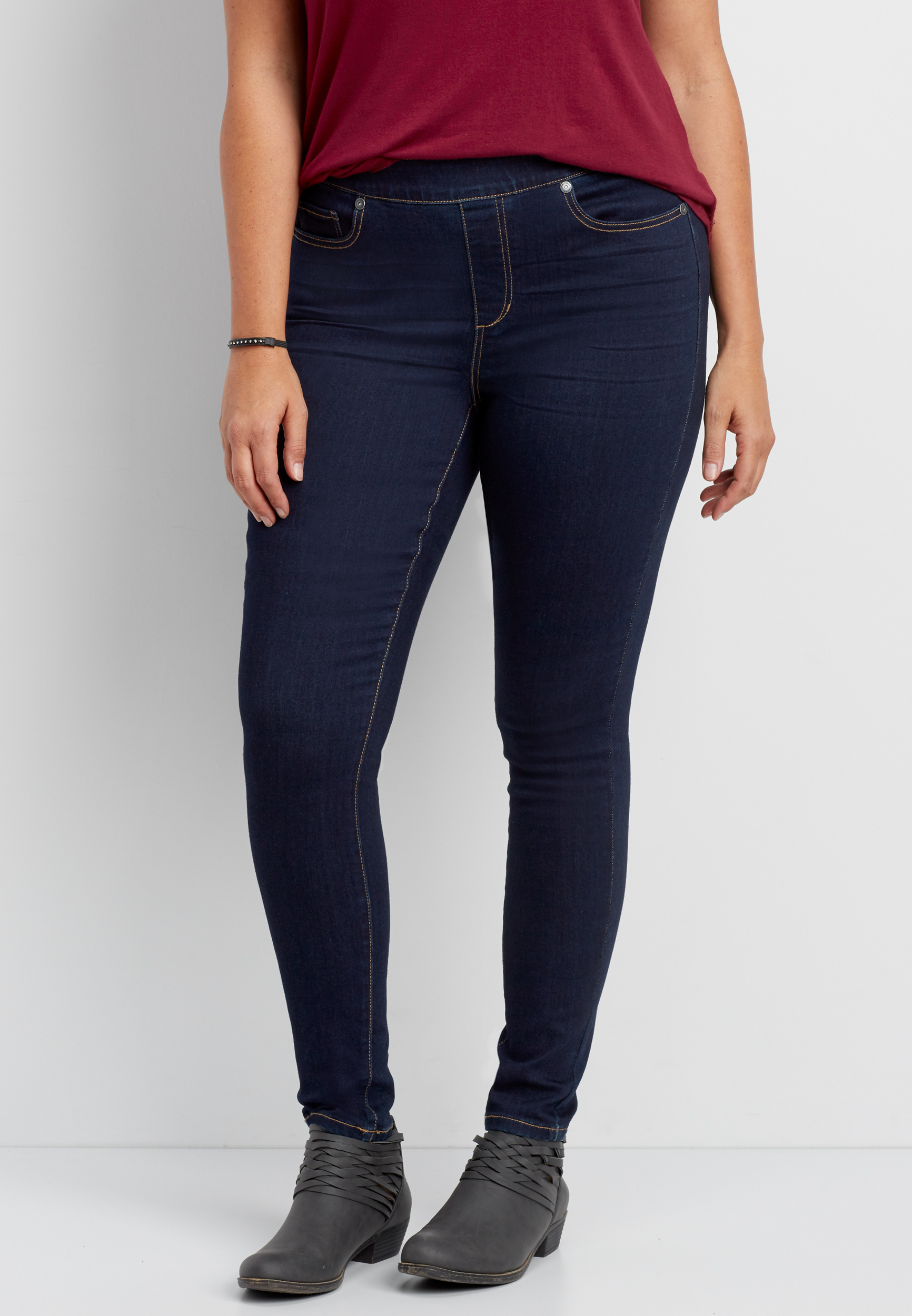 DenimFlex™ plus size pull on lean jegging in dark wash | maurices