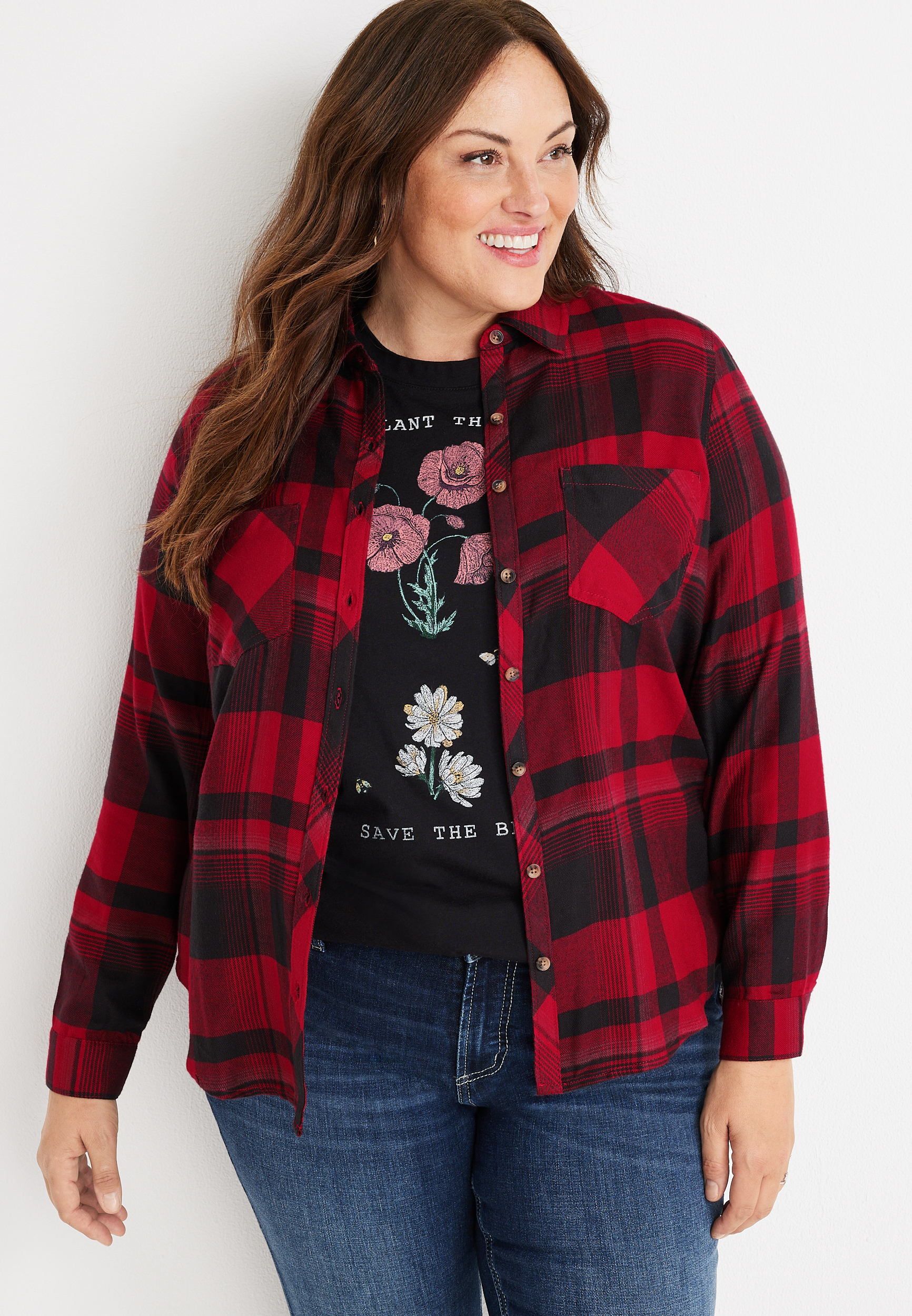 Plus Size Cabin Plaid Flannel Shirt | maurices