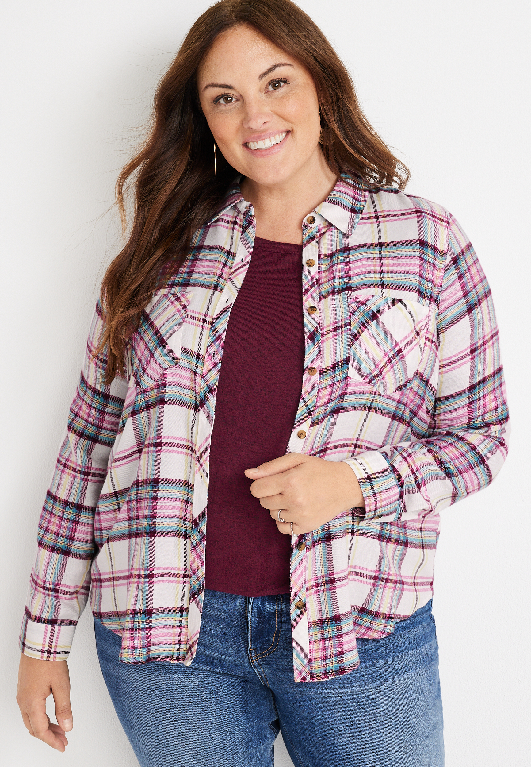 Plus Size Cabin Plaid Flannel Shirt | maurices