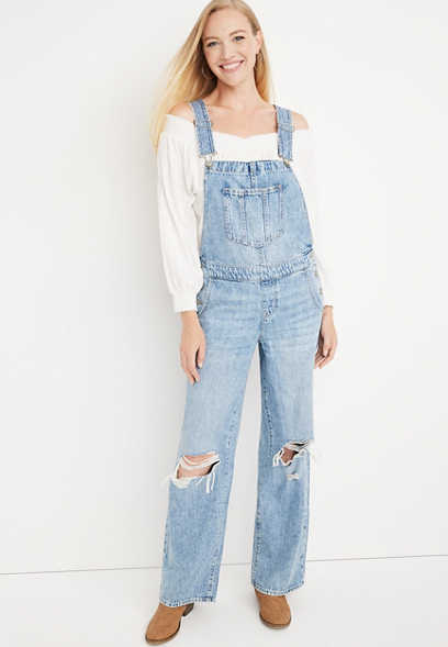 m jeans by maurices™ Straight Ripped Pant Overall