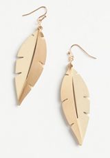 Two Toned Wooden Feather Drop Earrings, C605, small