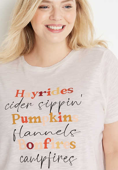 Plus Size Hayrides Pumpkins And Bonfires Graphic Tee