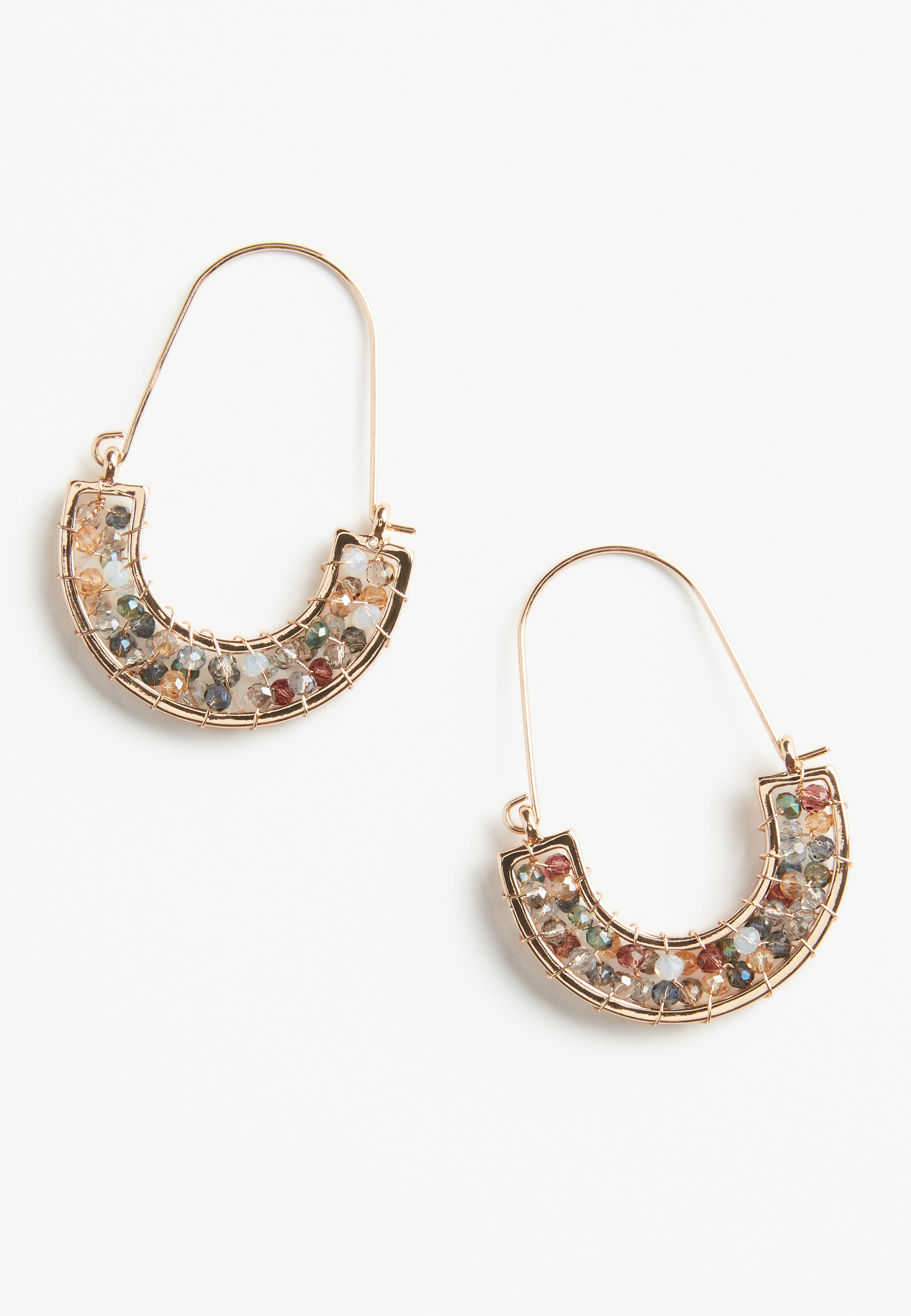 Gold Wire Beaded Drop Earrings | maurices