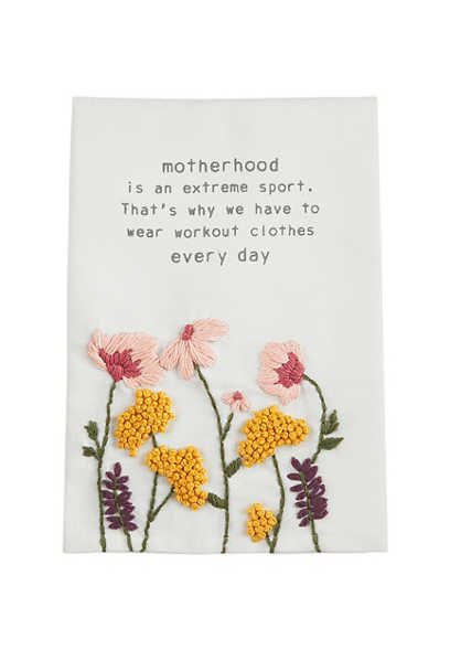 Floral Embroidered Motherhood Kitchen Towel