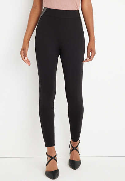 Ponte High Rise Skinny Faux Leather Side Pant