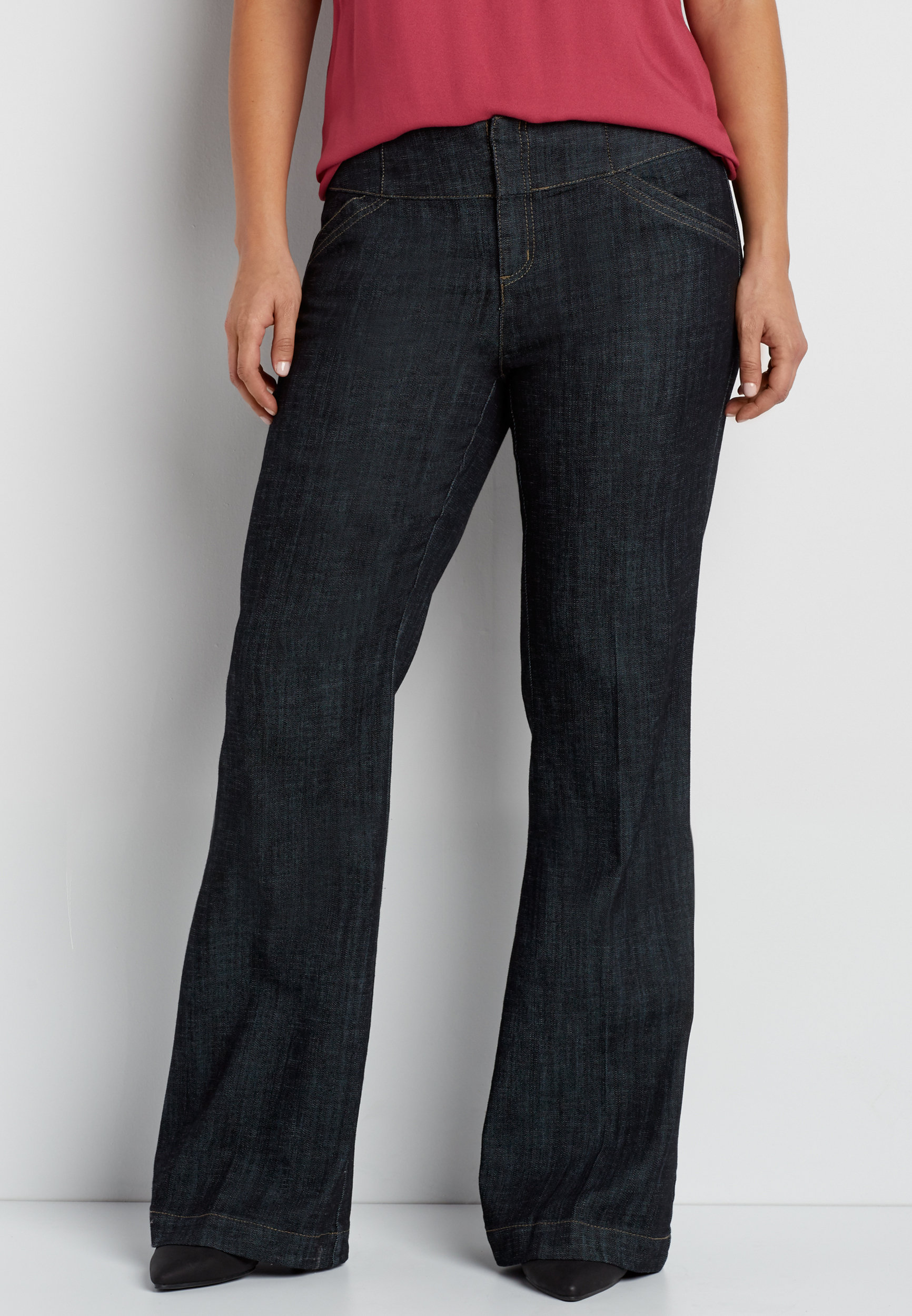 plus size denim trouser with wide waistband maurices
