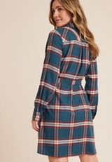 Plaid Belted Shirt Dress, C7471, small